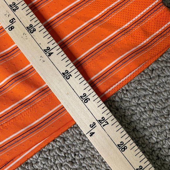 Nike Golf Mens Polo Shirt Size Medium Orange Striped FitDry Short Sleeves - Picture 7 of 12